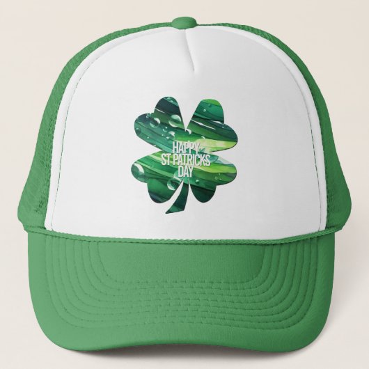 Happy St Patricks Day 4 leaf clover Irish Pride Trucker Pet (Voorkant)