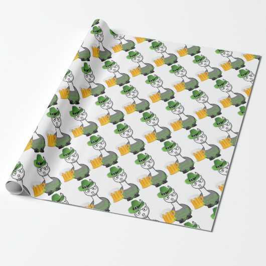 happy st patricks day alpaca cadeaupapier (Uitgerold)