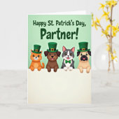 Happy St Patricks Day Animal Card Kaart (Gele Bloem)