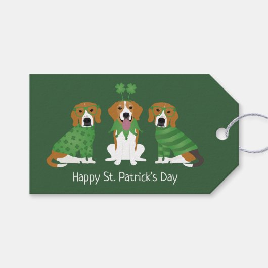 Happy St Patricks Day Beagle Dogs Cadeaulabel (Voorkant (Horizontaal))