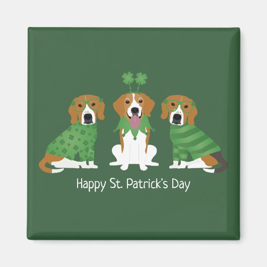 Happy St Patricks Day Beagle Dogs Magneet (Voorkant)