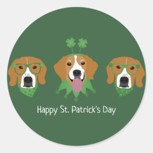 Happy St Patricks Day Beagle Dogs Ronde Sticker