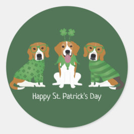 Happy St Patricks Day Beagle Dogs Ronde Sticker