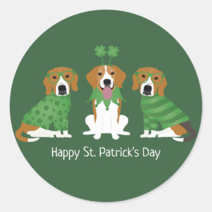 Happy St Patricks Day Beagle Dogs Ronde Sticker