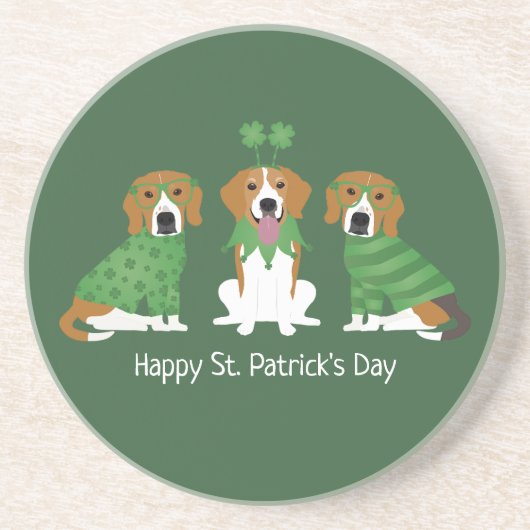 Happy St Patricks Day Beagle Dogs Zandsteen Onderzetter (Voorkant)