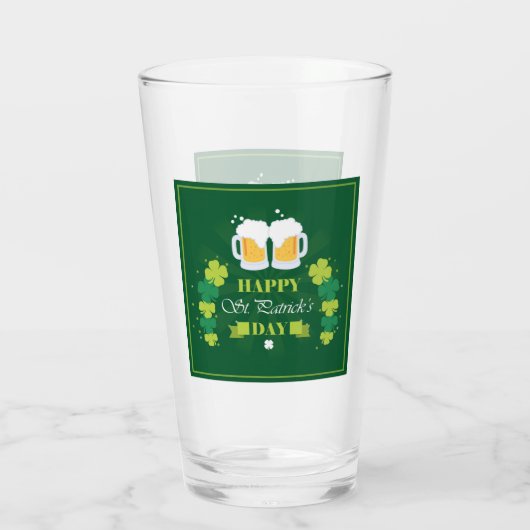 Happy St. Patricks Day Beer and Clovers Glas (Achterkant)
