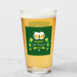 Happy St. Patricks Day Beer and Clovers Glas