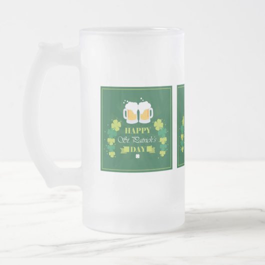 Happy St. Patricks Day Beer and Clovers Matglas Bierpul (Links)