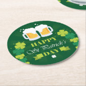 Happy St. Patricks Day Beer and Clovers Ronde Kartonnen Onderzetter (Gebogen)