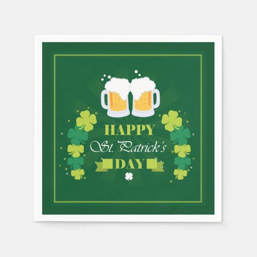 Happy St. Patricks Day Beer and Clovers Servet (Voorkant)