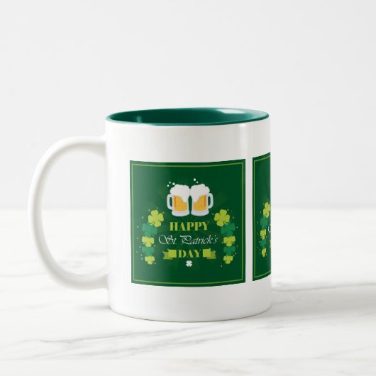 Happy St. Patricks Day Beer and Clovers Tweekleurige Koffiemok (Links)