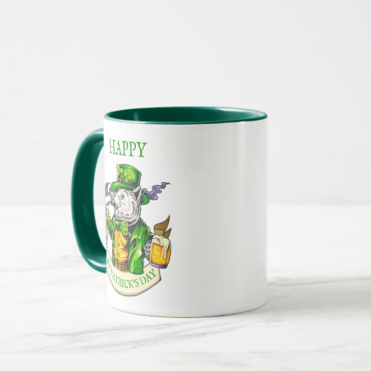 Happy St. Patrick's Day Beer Irish Cat Funny Coffe Mok (Voorkant links)