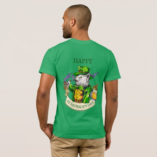 Happy St. Patrick's Day Beer Irish Cat Funny T-shirt (Achterkant volledig)
