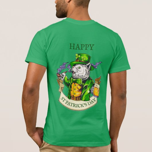 Happy St. Patrick's Day Beer Irish Cat Funny T-shirt (Achterkant)