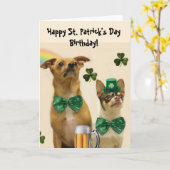 Happy St. Patrick's Day Birthday Chihuahua dogs Kaart (Gele Bloem)