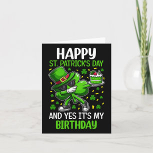 Happy St Patricks Day Birthday Shamrock Dab Bday P Kaart