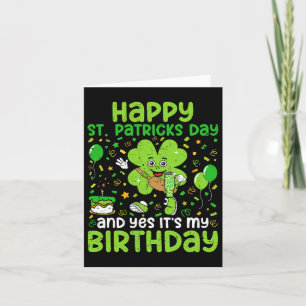 Happy St Patricks Day Birthday Shamrock Dab Bday P Kaart