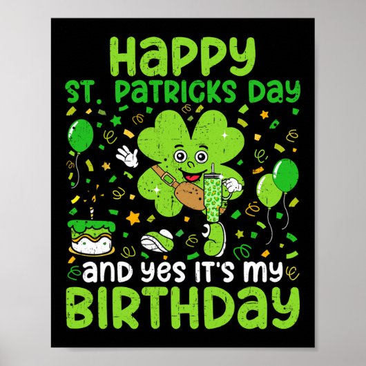 Happy St Patricks Day Birthday Shamrock Dab Bday P Poster (Voorkant)