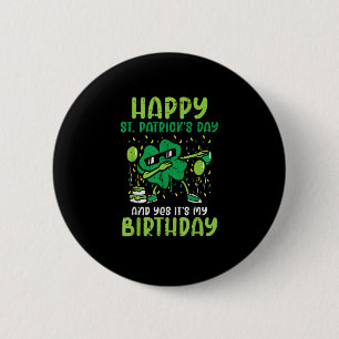 Happy St Patricks Day Birthday Shamrock Dab Bday P Ronde Button 5,7 Cm