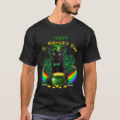 Happy St Patricks Day Black Cat Leprechaun Hat Sha T-shirt (Voorkant)