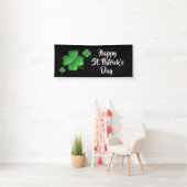 Happy St Patricks Day Black Green Shamrock Party Spandoek (Insitu)