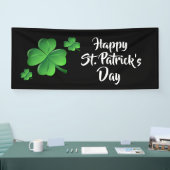 Happy St Patricks Day Black Green Shamrock Party Spandoek (Beurs)