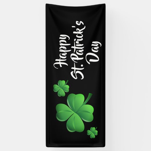 Happy St Patricks Day Black Green Shamrock Party Spandoek (Verticaal)