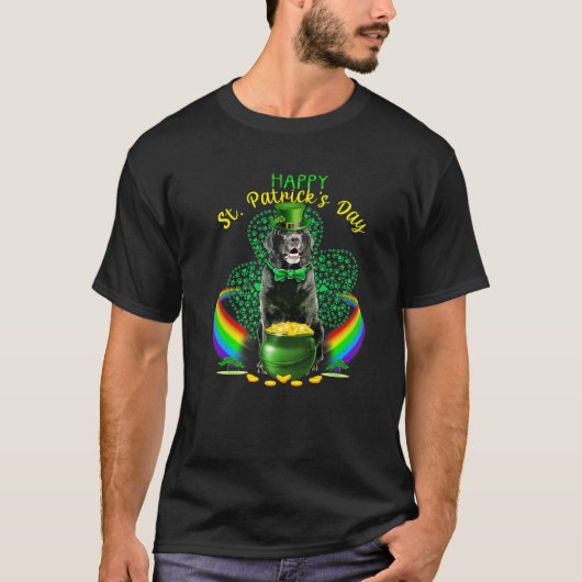 Happy St Patricks Day Black Lab Leprechaun Pet Sha T-shirt (Voorkant)