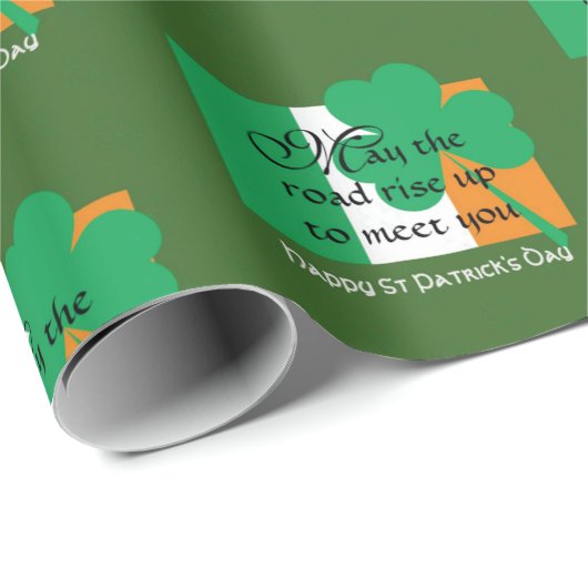 HAPPY ST PATRICK'S DAY Blessing Shamrock Cadeaupapier (Rol Hoek)
