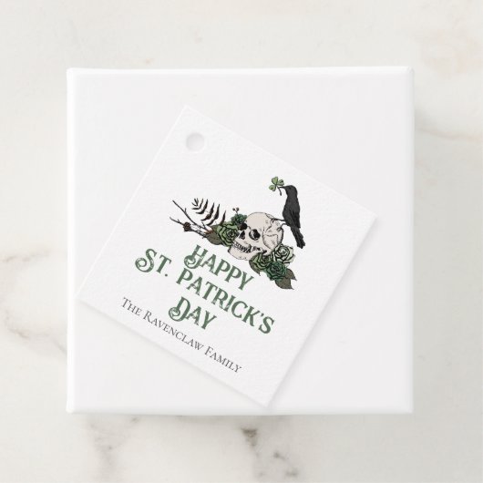 Happy St. Patrick's Day Bloemenschedel en klavers Bedankjes Labels (In situ)