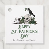 Happy St. Patrick's Day Bloemenschedel en klavers Bedankjes Labels (Voorkant)