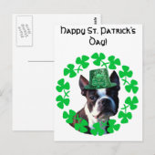 Happy St. Patrick's Day Boston Terrier Briefkaart (Voorkant / Achterkant)