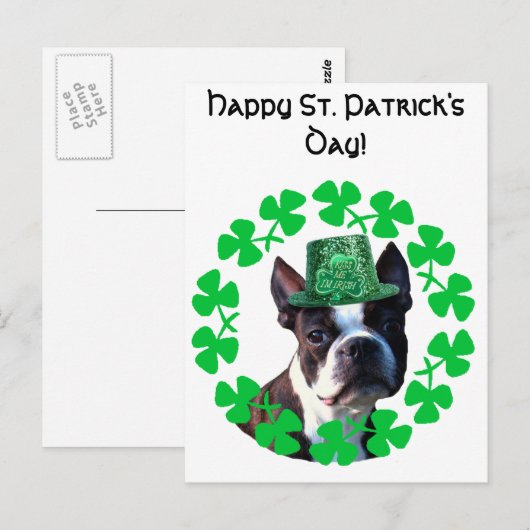 Happy St. Patrick's Day Boston Terrier Briefkaart (Voorkant / Achterkant)