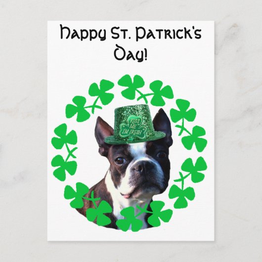 Happy St. Patrick's Day Boston Terrier Briefkaart (Voorkant)