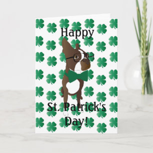 Happy St. Patrick's Day Boston Terrier Card Kaart