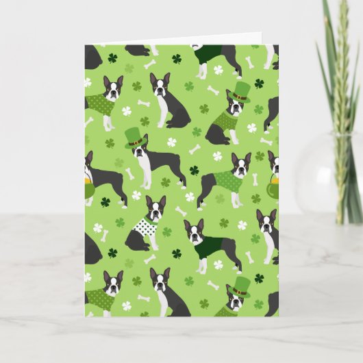 Happy St. Patrick's Day Boston Terrier Feestdagen Kaart (Voorkant)