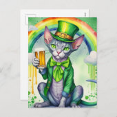 Happy St. Patrick's Day Briefkaart | Sphynx Cat (Voorkant / Achterkant)