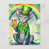 Happy St. Patrick's Day Briefkaart | Sphynx Cat (Voorkant)
