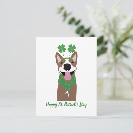Happy St Patricks Day Brown Dog Green Briefkaart (Staand voorkant)