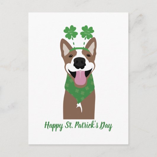 Happy St Patricks Day Brown Dog Green Briefkaart (Voorkant)