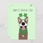 Happy St Patricks Day Brown Dog Green Briefkaart (Voorkant / Achterkant)