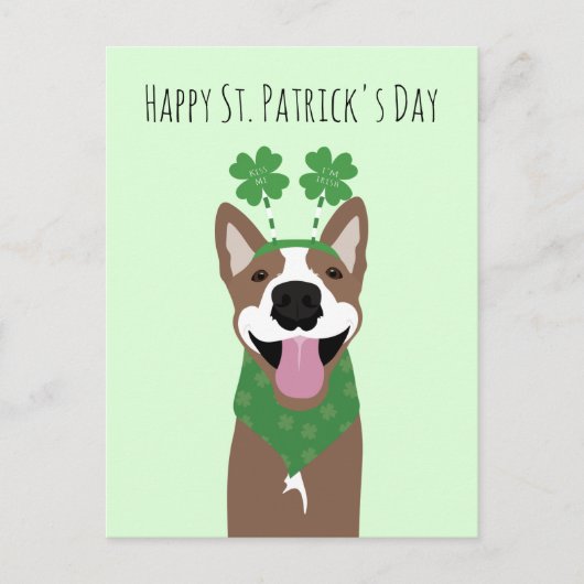 Happy St Patricks Day Brown Dog Green Briefkaart (Voorkant)