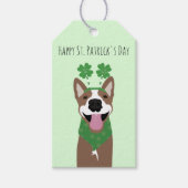 Happy St Patricks Day Brown Dog Green Cadeaulabel (Voorkant)