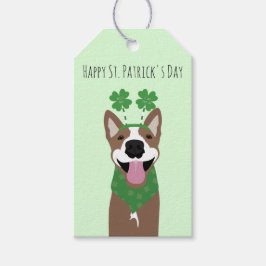Happy St Patricks Day Brown Dog Green Cadeaulabel
