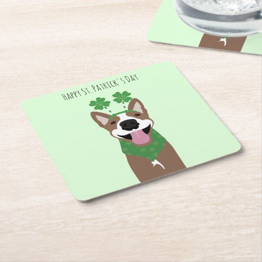 Happy St Patricks Day Brown Dog Green Kartonnen Onderzetters (Schuin)