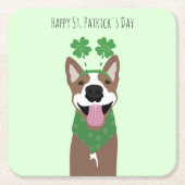 Happy St Patricks Day Brown Dog Green Kartonnen Onderzetters (Voorkant)