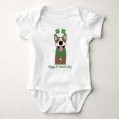 Happy St Patricks Day Brown Dog Green Romper (Voorkant)