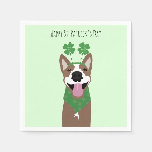 Happy St Patricks Day Brown Dog Green Servet (Voorkant)