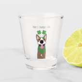 Happy St Patricks Day Brown Dog Green Shot Glas (Voorkant)