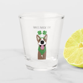 Happy St Patricks Day Brown Dog Green Shot Glas
